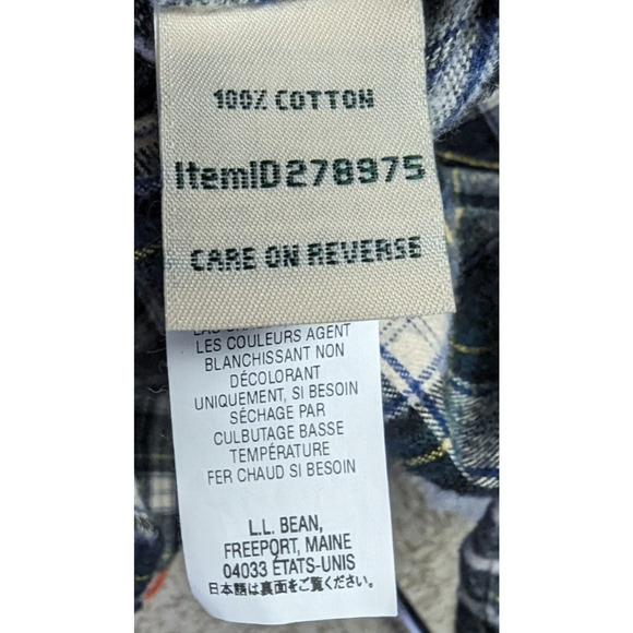 VTG Womens LL Bean Navy Scotch Plaid Flannel Relaxed Fit Button Up Shirt 1X - Picture 6 of 6